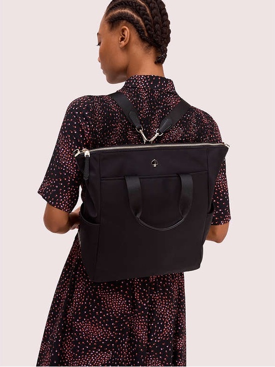 Kate Spade Taylor Convertible Backpack Black Nylon Adjustable Travel Bag main image 15